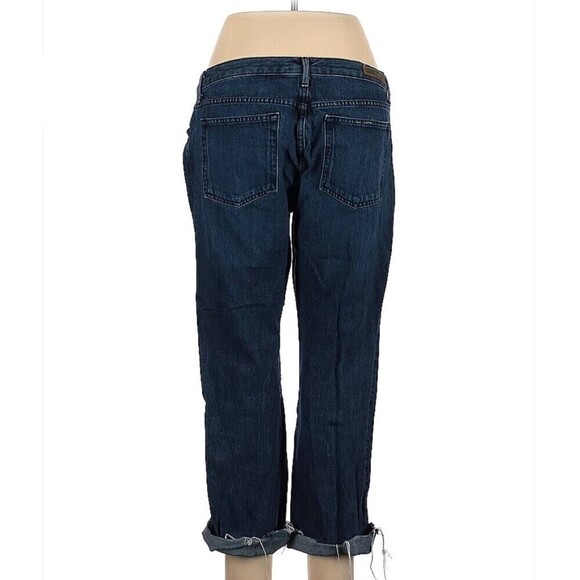 GRLFRND Tatum Always Now Cropped Distressed Straight Leg Blue Denim Jeans Sz 32 - Picture 4 of 8